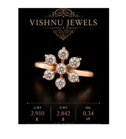 Rose gold diamond ring on their card: gross 2.910 grams, net 2.842 grams, diamonds 0.34 carat